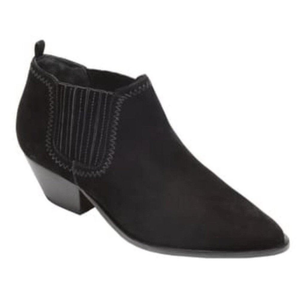SCHUTZ Jacqueline Western Black Leather Bootie Pointed Toe